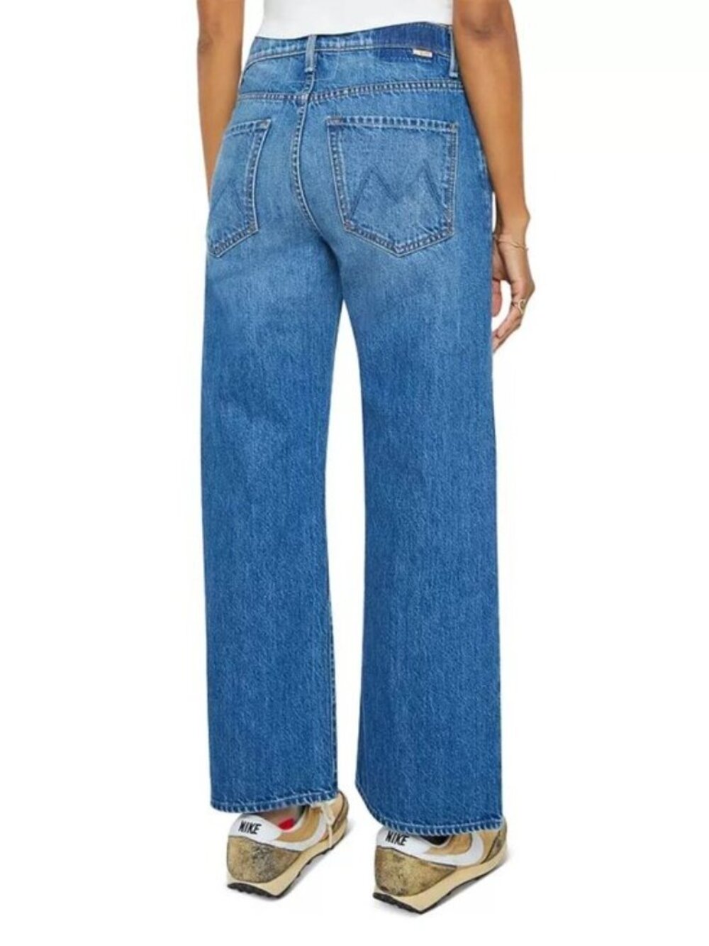 New! Mother The Dodger High Rise Ankle Wide Leg Jeans in Green Thumb - Picture 3 of 9